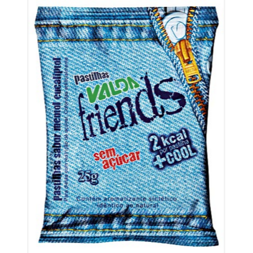 Pastilha Valda Friends Mentol Eucaliptol sem Açúcar sachê com 25g 
