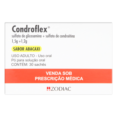 Condroflex 1,5g + 1,2g, caixa com 30 sachês com 4,135g de pó para solução de uso oral, abacaxi 