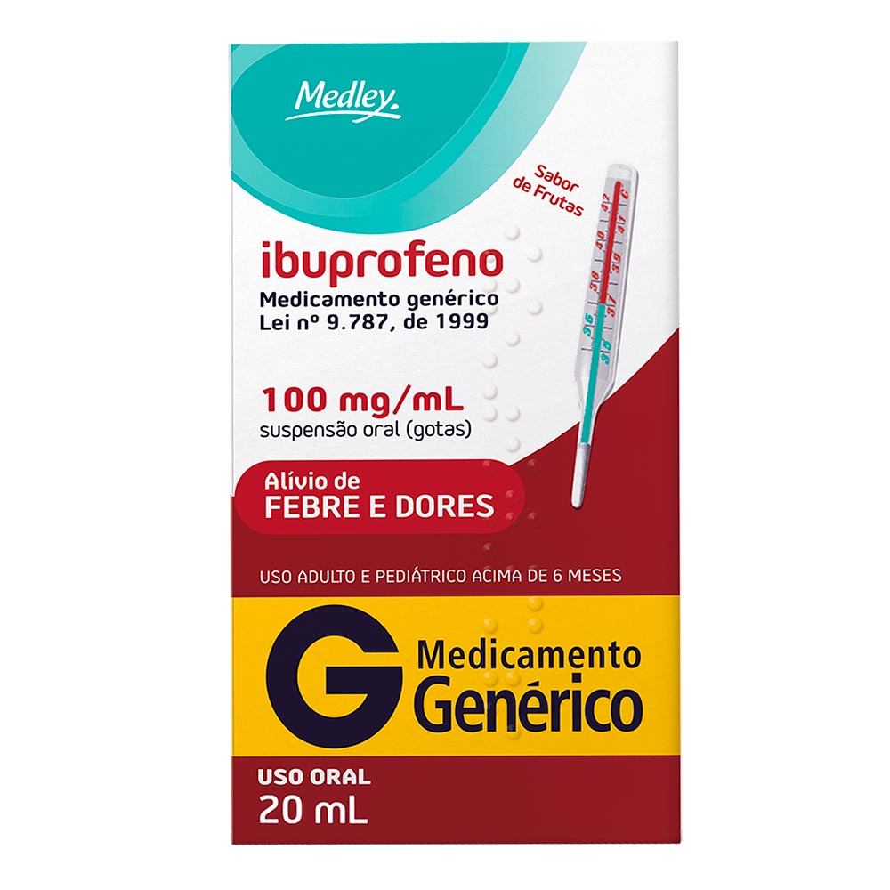 Ibuprofeno 100mg/Ml Genérico Medley Suspensão Oral 20ml