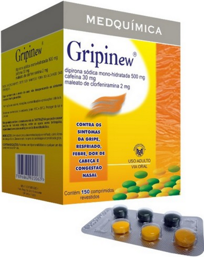 Gripinew 250mg + 30mg + 250mg + 2mg, blíster com 6 comprimidos revestidos 