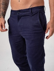 CALÇA SARJA CHINO AZUL MARINHO