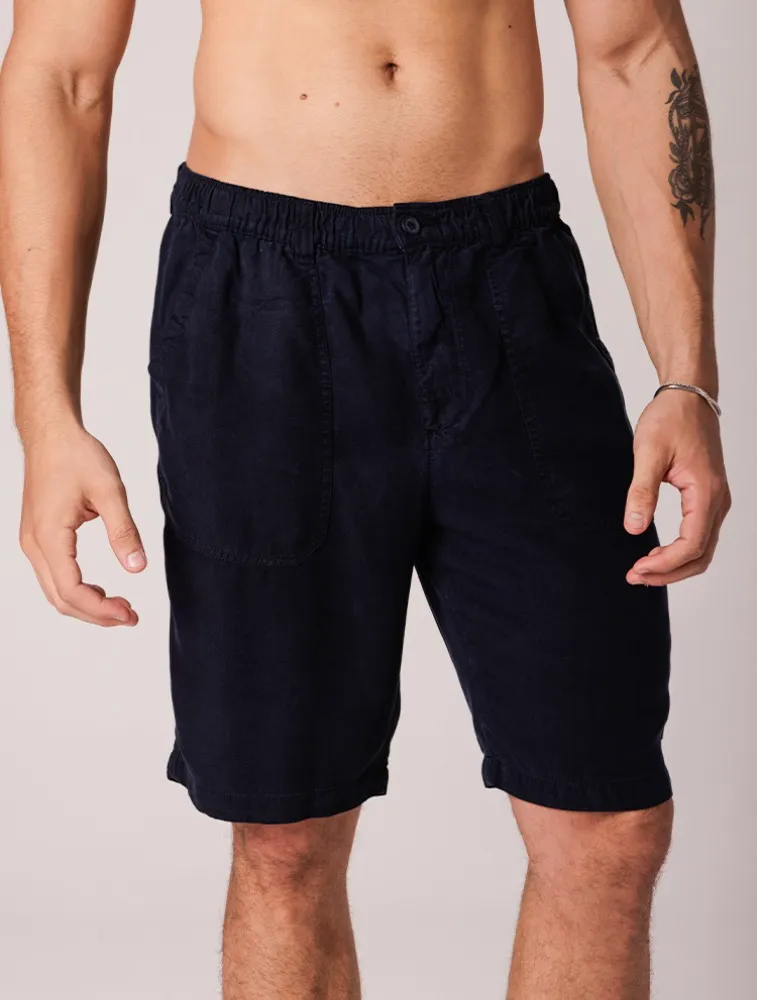 BERMUDA RELAX TENCEL POCKET - AZUL MARINHO