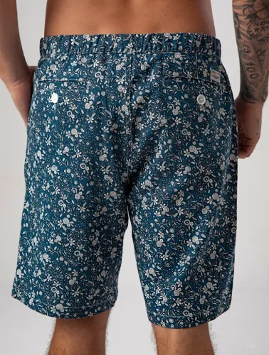 BERMUDA LINHO BLEND ESTAMPADA  MARINHO