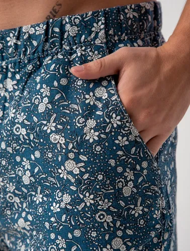 BERMUDA LINHO BLEND ESTAMPADA  MARINHO