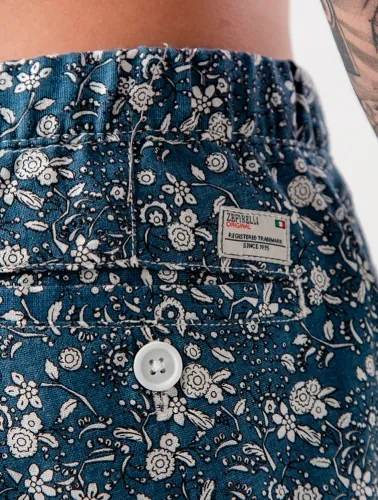 BERMUDA LINHO BLEND ESTAMPADA  MARINHO