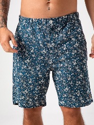 BERMUDA LINHO BLEND ESTAMPADA  MARINHO