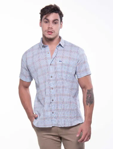 CAMISA MC XADREZ PRETO COM CÁQUI