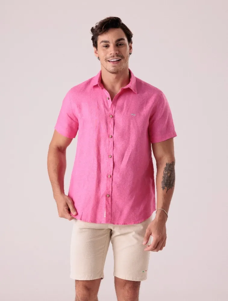 CAMISA MC PURO LINHO  PINK