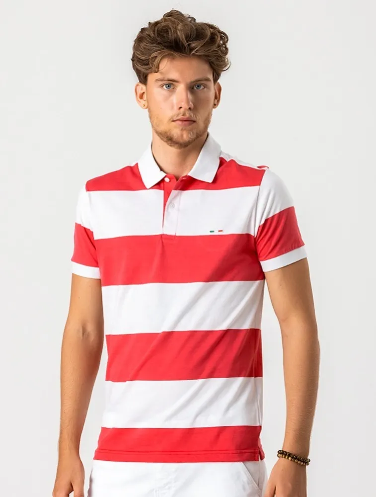 POLO COMFORT LISTRADA ROSA