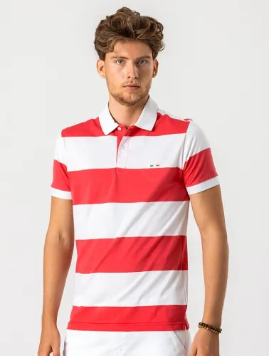 POLO COMFORT LISTRADA ROSA