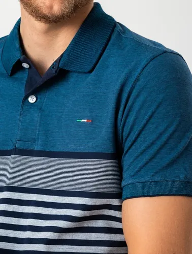POLO COMFORT LISTRADA AZUL