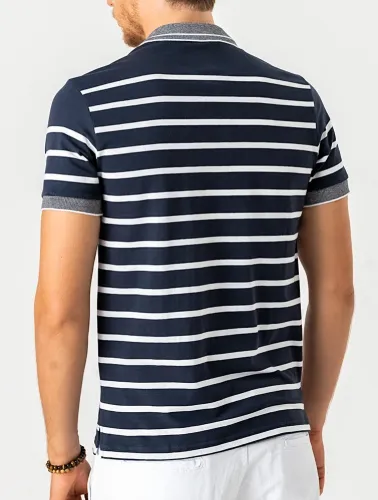 POLO COMFORT LISTRADA AZUL C LISTRA BRANCA