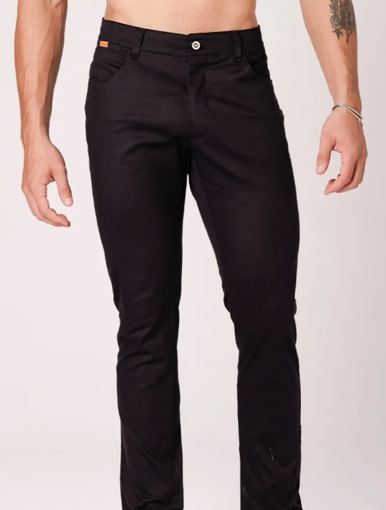 CALÇA SARJA C ELAST FIVE POCKET PRETA