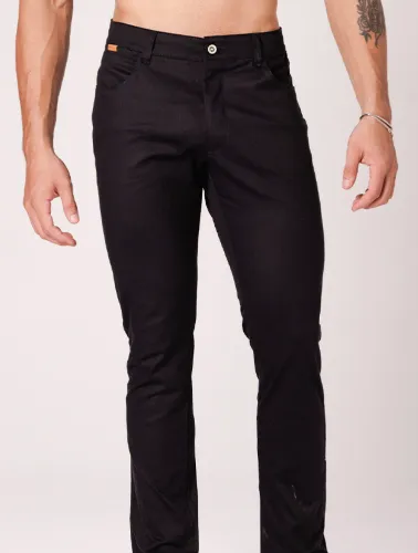 CALÇA SARJA C ELAST FIVE POCKET PRETA