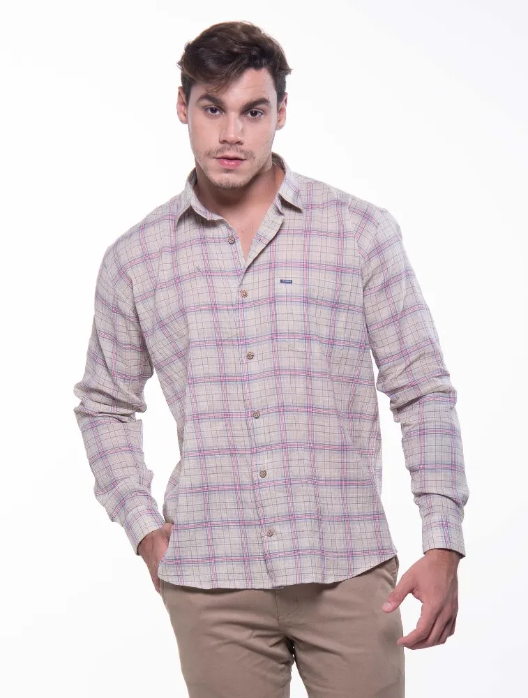 CAMISA ML XADREZ MARROM E CINZA