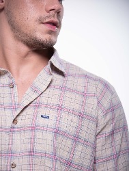 CAMISA ML XADREZ MARROM E CINZA