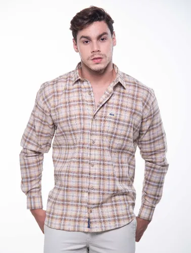 CAMISA ML XADREZ 2023 MARROM C CARAMELO