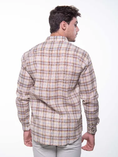 CAMISA ML XADREZ 2023 MARROM C CARAMELO