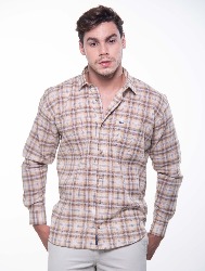 CAMISA ML XADREZ 2023 MARROM C CARAMELO