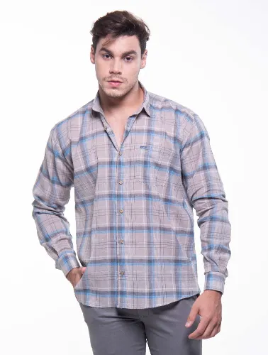 CAMISA ML XADREZ 2023 CINZA COM AZUL