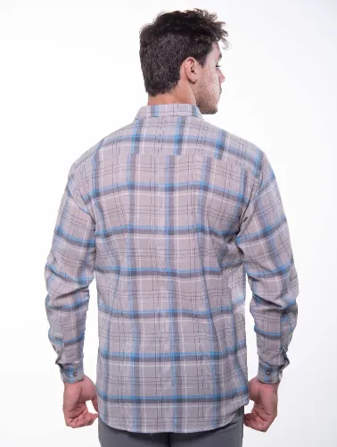 CAMISA ML XADREZ 2023 CINZA COM AZUL