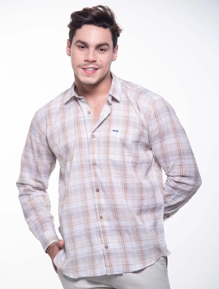 CAMISA ML XADREZ 2023 MARROM E CINZA