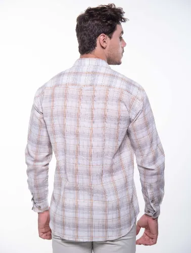 CAMISA ML XADREZ 2023 MARROM E CINZA