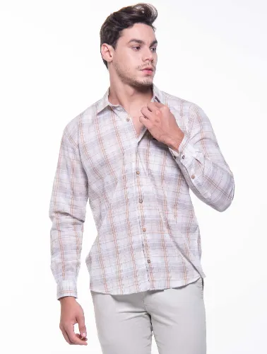 CAMISA ML XADREZ 2023 MARROM E CINZA