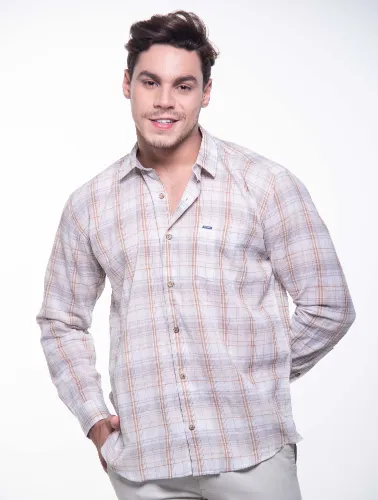 CAMISA ML XADREZ 2023 MARROM E CINZA