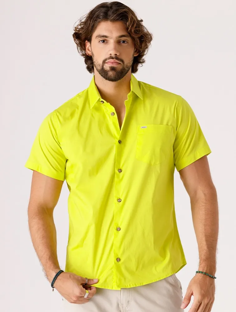 CAMISA MC TRIC FIO 50 ELAST VERDE LIMÃO
