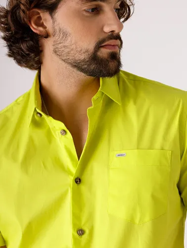 CAMISA MC TRIC FIO 50 ELAST VERDE LIMÃO