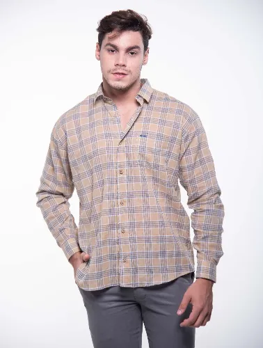 CAMISA ML XADREZ 2023 CAQUI COM MARINHO