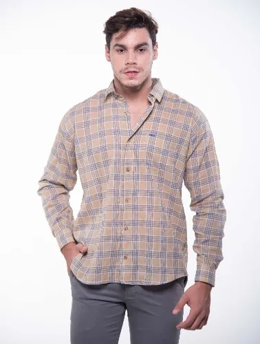 CAMISA ML XADREZ 2023 CAQUI COM MARINHO