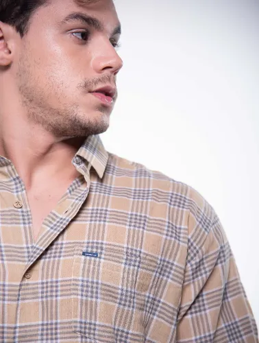 CAMISA ML XADREZ 2023 CAQUI COM MARINHO