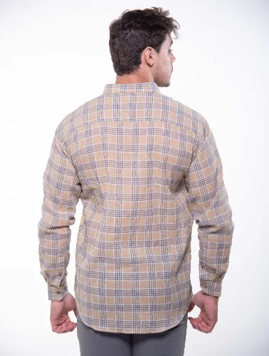 CAMISA ML XADREZ 2023 CAQUI COM MARINHO