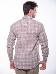 CAMISA ML XADREZ 2023 CAQUI COM ROSA