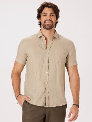 CAMISA MC PURO LINHO  CAQUI