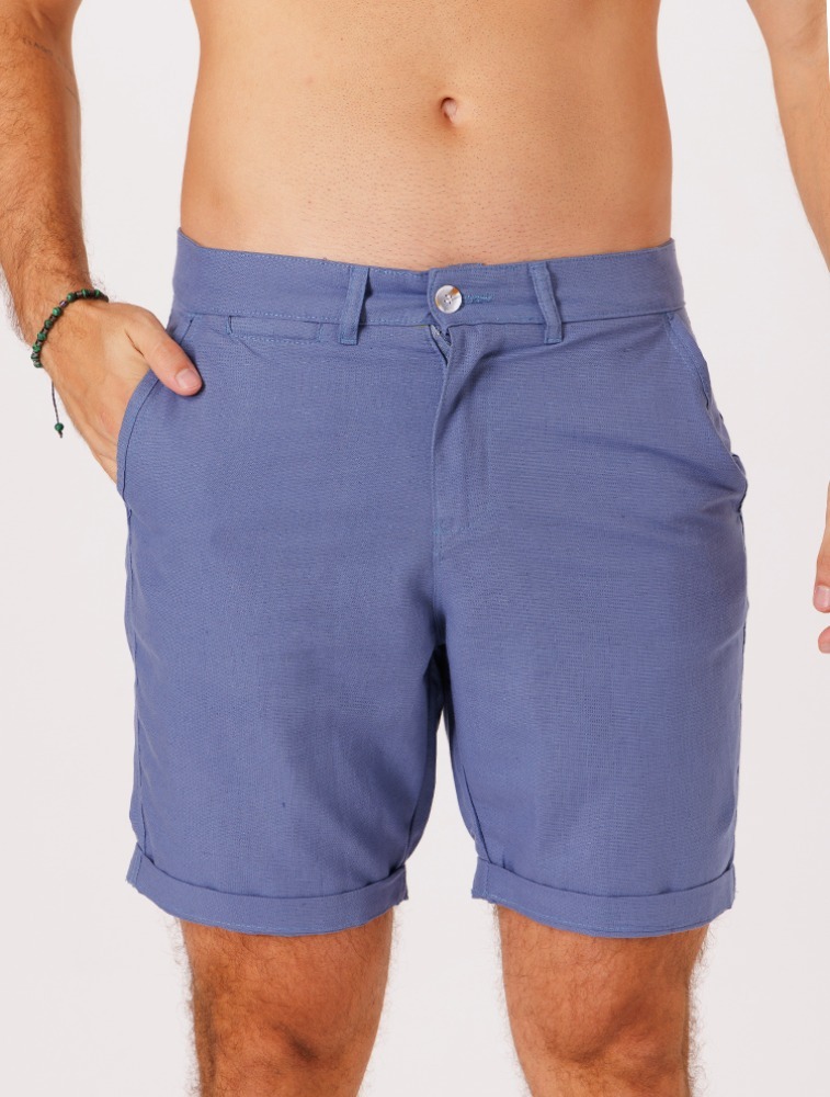 BERMUDA LINHO BLEND - AZUL JEANS
