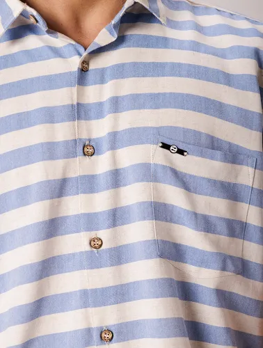CAMISA MC LINHO BLEND NATURAL C AZUL