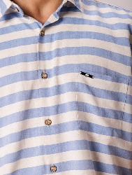 CAMISA MC LINHO BLEND NATURAL C AZUL