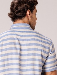 CAMISA MC LINHO BLEND NATURAL C AZUL