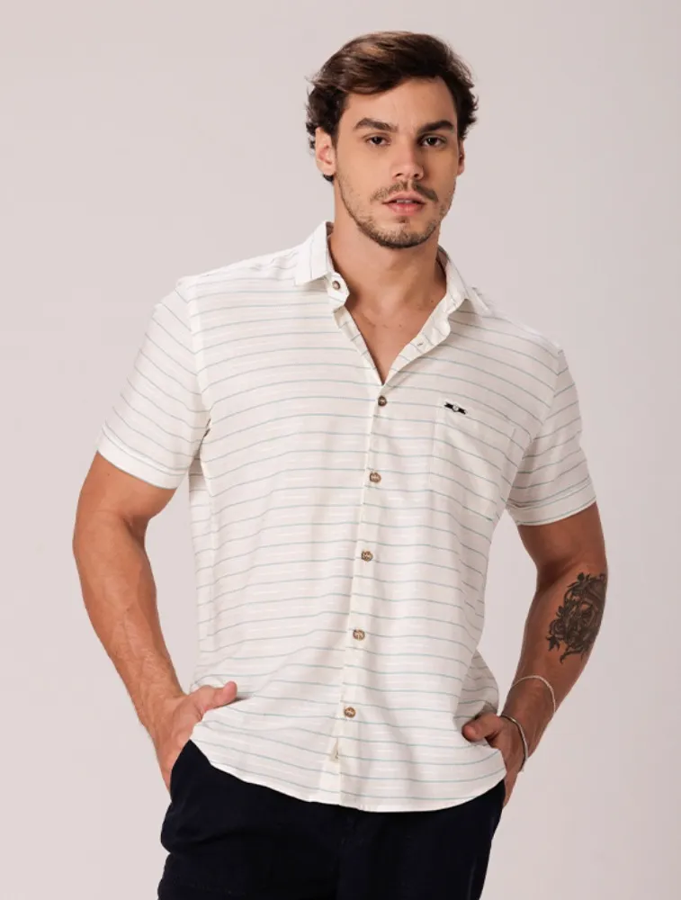 CAMISA MC LINHO BLEND GELO C VERDE