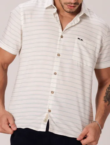 CAMISA MC LINHO BLEND GELO C VERDE