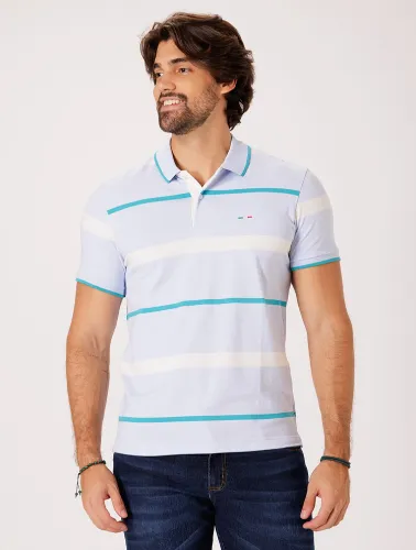 POLO SOFT LISTRA - AZUL CLARO C VANILA