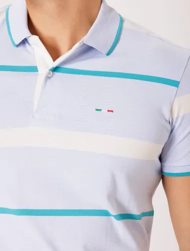 POLO SOFT LISTRA - AZUL CLARO C VANILA