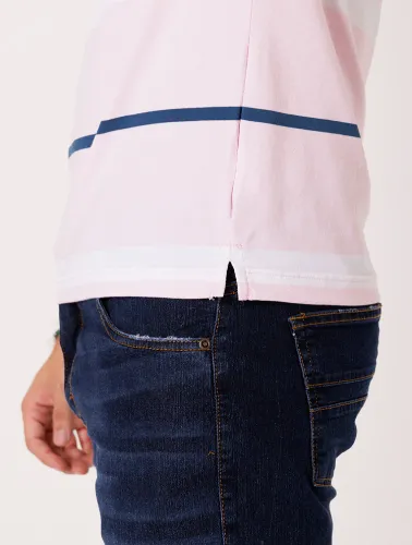 POLO SOFT LISTRA - ROSA BB C BRANCO