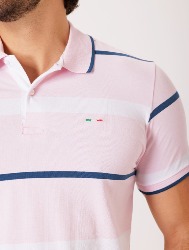 POLO SOFT LISTRA - ROSA BB C BRANCO