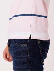 POLO SOFT LISTRA - ROSA BB C BRANCO