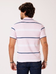 POLO SOFT LISTRA - ROSA BB C BRANCO