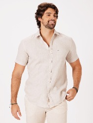 CAMISA MC PURO LINHO  AREIA